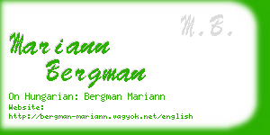 mariann bergman business card